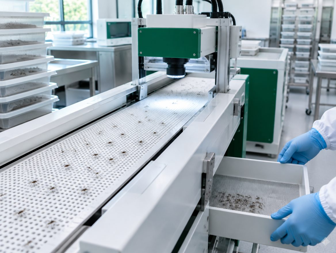 AI vision sorting conveyor in the lab